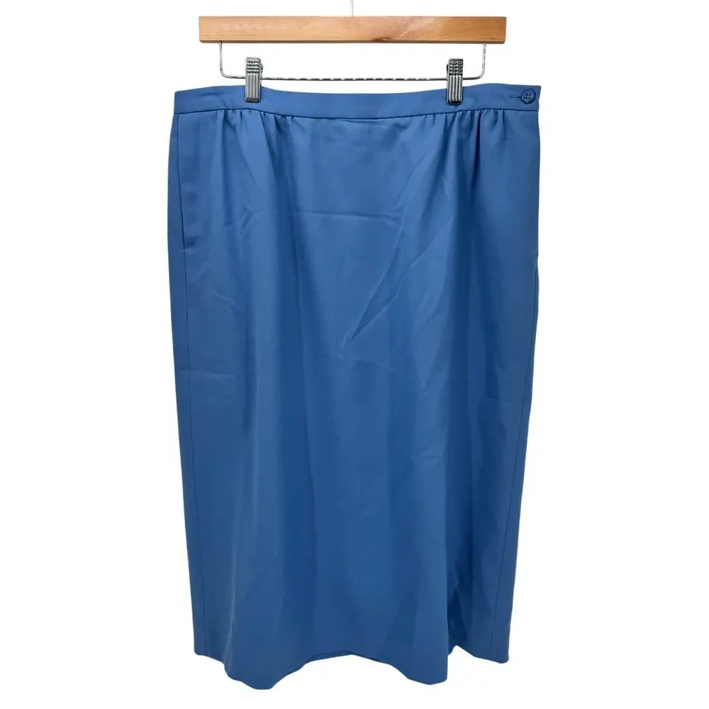 Pendleton Skirt Womens 14W‎ Blue Virgin Wool Lined Classic Midi Vintage Classic